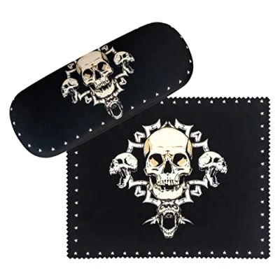 Afbeelding van VON LILIENFELD Brillenetui Skull schedels Brillenkoker Bril Case Reinigingsdoek Glasses Box
