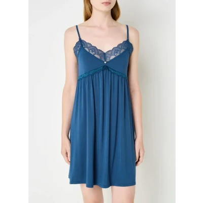 Afbeelding van Pretty You dames Slipdress met kant in de kleur Petrol, maat: 40