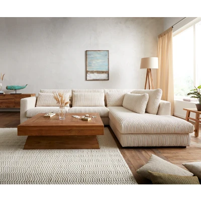 Afbeelding van Hoekbank Isla Cord Beige 330 x 225 cm Longchair rechts