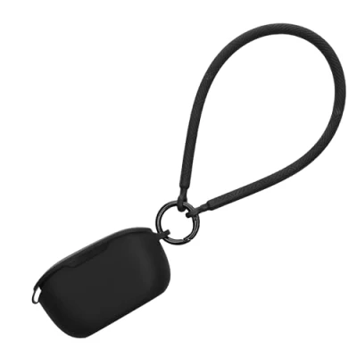 Afbeelding van kwmobile oordopjes case geschikt voor JBL Vibe Buds hoesje Oortjes cover met handstrap in ear koptelefoon hoes Silicone zwart