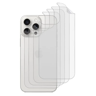 Afbeelding van GIOPUEY 4 stuks rugbeschermer compatibel met iPhone 15 Pro, Pro rugbeschermfolie, zachte TPU, dunne, matte textuur, anti vingerafdruk, glad doorschijnend