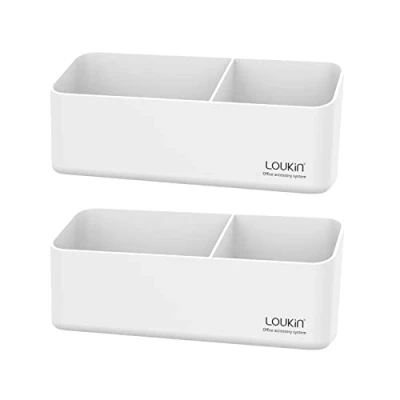 Afbeelding van loukin magnetische en zelfklevende markeringshouder, accessoire voor droog wissen, opbergorganizer whiteboard, glas of koelkasten, pakket van 2 (wit)