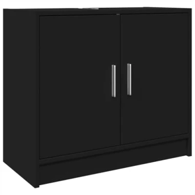 Afbeelding van Wastafelkast 63x29x55 cm bewerkt hout zwart