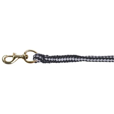 Afbeelding van Kerbl Halstertouw Classic Messing Musketon Zwart/grijs