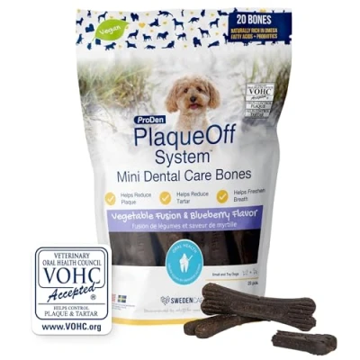 Afbeelding van ProDen PlaqueOff Mini Dental Bones Vegetable Fusion en Bosbessen (20 stuks 340 gram) voor kleine honden schoothondjes