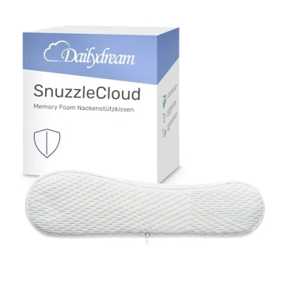 Afbeelding van Dailydream Traagschuim kussen, ergonomisch neksteunkussen met anti virus overtrek, 40 x 16 cm, wit