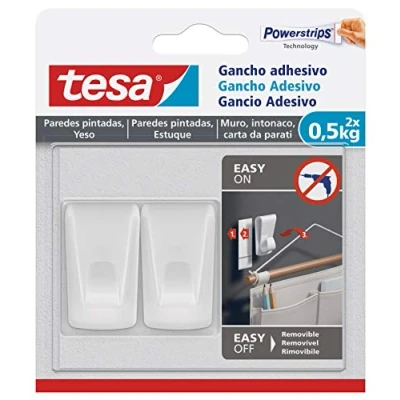Afbeelding van tesa® zelfklevende haken voor behang en pleisterwerk ideaal het monteren van slingers lichtkettingen elke haak draagt tot 0,5 kg zonder resten verwijderbaar