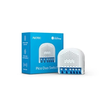 Afbeelding van Aeotec Pico Duo Switch, Zigbee 3.0, Smart UP dubbel relais om te schakelen, 2 x 8 A, stroommeting, scènebediening, repeater, hub vereist, werkt met SmartThings, Homey, Alexa, HA, ontworpen in