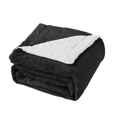 Afbeelding van Good Nite deken 230 x 270 cm omkeerbare Sherpa fleece pluizige polyester zachte en warme beddekens voor thuis reizen (zwart, super kinging)