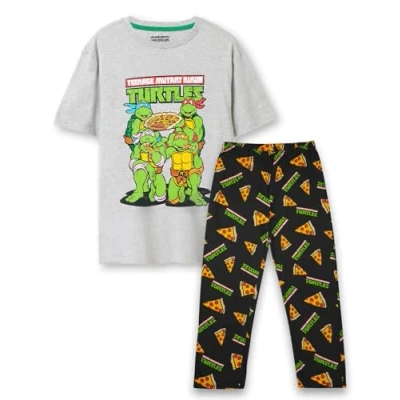 Afbeelding van Teenage Mutant Ninja Turtles Mannen Pyjama Set Volwassenen grijs noodlijdende Pizza Party korte mouw grafische Tee &amp; All Over Print lange been bodems TMNT Merchandise