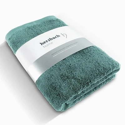Afbeelding van herzbach home luxe sauna handdoek premium kwaliteit gemaakt van 100% katoen 80 x 200 cm (oceaangroen)