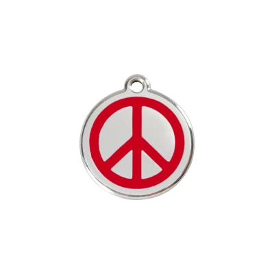 Afbeelding van Peace Red roestvrijstalen hondenpenning small/klein dia. 2 cm RedDingo