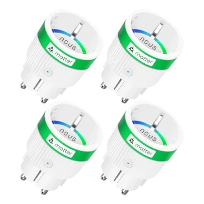 Afbeelding van NOUS Matter Slim Stopcontact Met Stroomverbruik, WLAN Stopcontact, 16A 3840W, Compatibel Alexa, Google Home, Tuya, Apple Smart Things, App Afstandsbediening, 2,4 GHz WiFi, Pack of 4