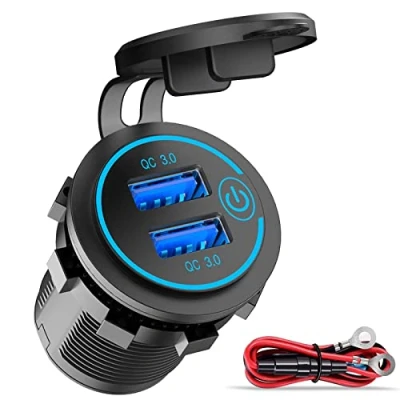 Afbeelding van Quick Charge 3.0 Dubbele USB Oplader Auto, Waterdichte 12V / 24V Uitgang QC Met Aanraakschakelaar DIY kit Voor Golfkar, Boot, Camper, Motorfiets, Vrachtwagen en Meer