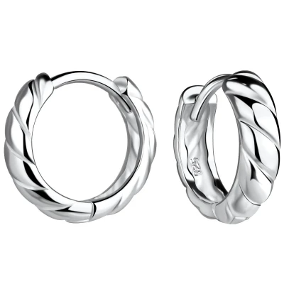 Afbeelding van JoyS Zilveren oorringen twisted / gedraaid 13 mm 4 sterling zilver 925