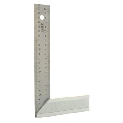 Afbeelding van hedue® Schrijnwerkerhaak met 45 aanslag Winkelhaak, zware aluminium hoek voor timmerwerk en slotenmakerswerk, aanslaghoek 250 x 40 1 mm