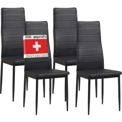 Afbeelding van Albatros eetkamerstoelen MILANO, set van 4, zwart