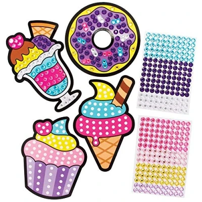Afbeelding van Baker Ross FE404 Zoetigheden Edelstenen kunst set Pak van 4, Maak je eigen Afbeelding, Creatieve Activiteiten voor Kinderen, Zelfklevende Edelsteentjes