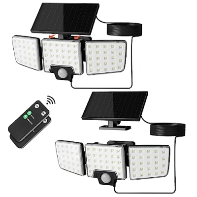 Afbeelding van Lepro zonnelampen met bewegingsdetectoren voor buiten, 2 op 1 gescheiden en geïntegreerde zonne buitenlicht afstandsbediening IP65 zonnelamp lichte modi LED SOLAR Spotlight Courtyard Garage, Pack