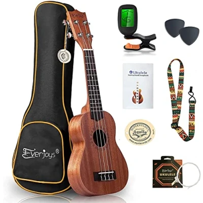 Afbeelding van Mahonie Sopraan Ukulele Starter Kit Professionele 21 inch met Case Strap Tuner Aquila Strings
