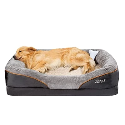 Afbeelding van JOYELF XLarge traagschuim hondenbed, orthopedisch hondenbed en bank met afneembare wasbare hoes pieper speelgoed als geschenk