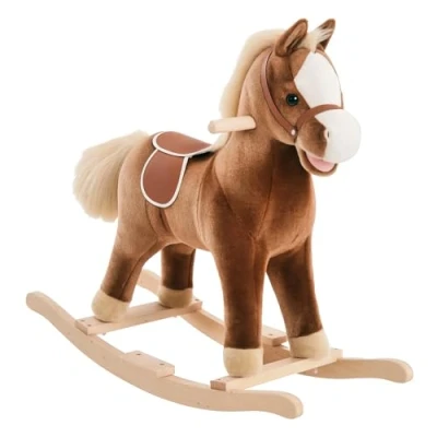 Afbeelding van HOMCOM Schommelpaard baby pluche schommeldier speelgoed kinderen 330 091