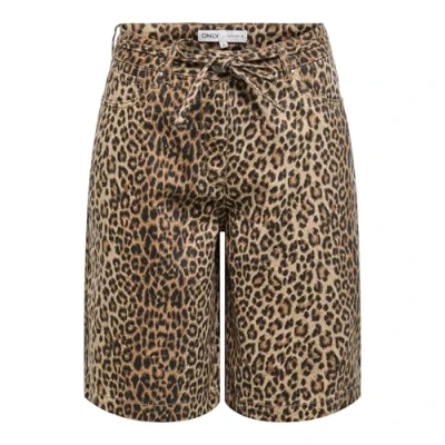 Afbeelding van ONLY Onlnaomi String Bermuda Shorts Jeansshort, Dames, Maat: Large, Toasted coconut/leo