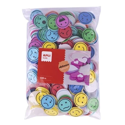 Afbeelding van APLI Kids 18752 EVA schuim gezicht, zelfklevend, met uitdrukkingen, 500 stuks maxi beloningsstickers