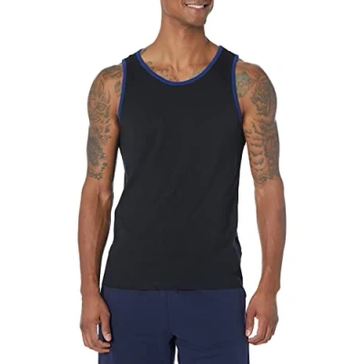 Afbeelding van Amazon Essentials Men&#039;s Tanktop met slanke pasvorm, Zwart/Blauw, XXL