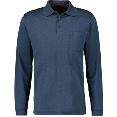 Afbeelding van RAGMAN Poloshirt voor heren, lange mouwen, marineblauw (070), XXL