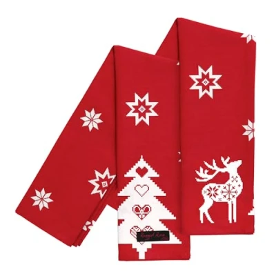 Afbeelding van Ragged Rose Kerst Nordic Theedoeken, Katoen, Rood, 50 x 70 cm