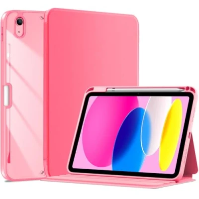 Afbeelding van ProCase voor iPad 10e generatie hoesje met potloodhouder 2022 10,9 inch, beschermende folio boekhoes 10, A2696 A2757 A2777 roze