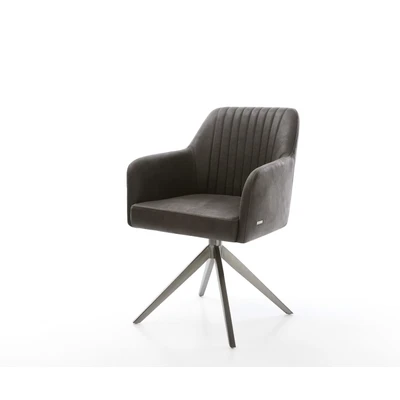 Afbeelding van DELIFE Draaistoel Greg Flex microvelours antraciet vintage kruisframe breed grafiet 360 draaibaar rocker functie pocketveer kern