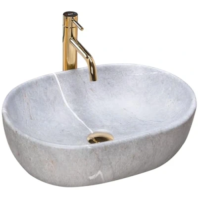 Afbeelding van REA Lara Opzetwastafel Waskom 48.5 x 35 13.5 cm Grey Stonelook