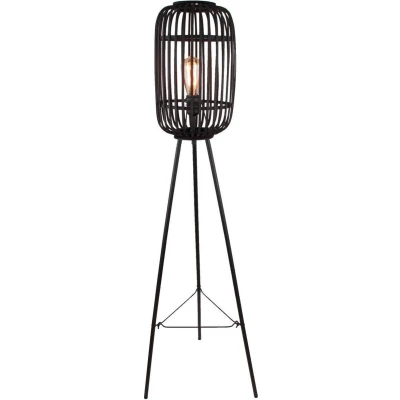 Afbeelding van Leen Bakker Brilliant Vloerlamp Woodrow Zwart Ø45x130cm Staande Bamboe