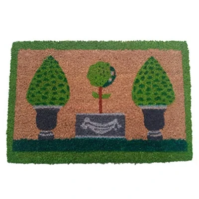 Afbeelding van oKu Tex deurmat entreemat &quot;Raja&quot; tuin opdruk kokosmat kokos voor buiten antislip 40x60 cm