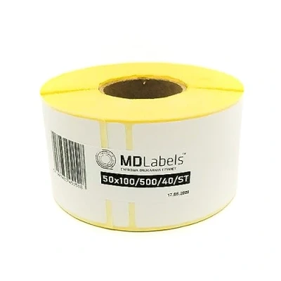 Afbeelding van MDlabels witte thermische etiketten op rol 50 x 100 mm 500 stuks permanent hechtend, voor barcode, zelfklevende om te beschrijven
