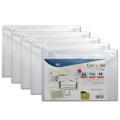 Afbeelding van Arche A5 Carry bestand documententas met drukknop klassiek helder (5 stuks) 33539