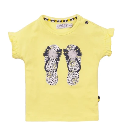 Afbeelding van Dirkje T shirt met printopdruk geel