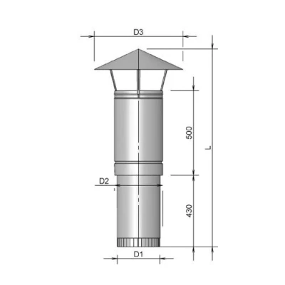 Afbeelding van Burgerhout vent.dakdoorvoer+kap GLV Ø 350 x 1180 mm zwart