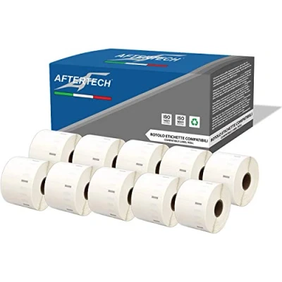 Afbeelding van Aftertech 10 x 11354 57 32 mm rollen compatibele zelfklevende etiketten (1000 etiketten/rol = 10000 totaal) voor Dymo LabelWriter Seiko SLP etiketteermachines printer S0722540 10x11354