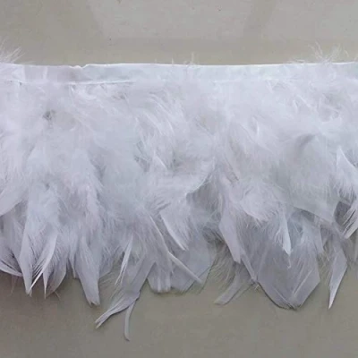 Afbeelding van Sowder Kalkoenveren Trim Fringe voor Feest Trouwjurk Naaien Ambachten Kostuums Decoratie Pack van 2 Yards (Wit)