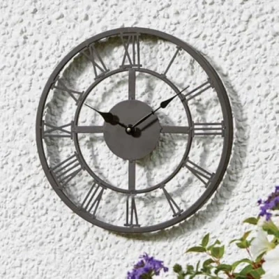 Afbeelding van Garden Mile Arundel Wandklok 13.5 inch Romeinse cijfers Open Gezicht Horloges Weerbestendig Outdoor indoor Tuin Decoratieve Hek Ornament