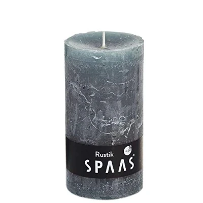 Afbeelding van SPAAS Rustieke geurloze cilinderkaars 68/130 mm, ± 60 uur grijs