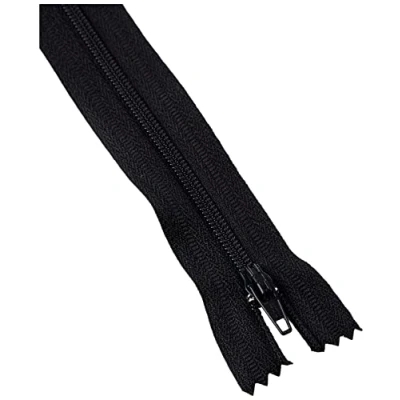 Afbeelding van Trimz 35cm ( 14&quot;) Zwart one Way end Stop Zip met 4mm Tanden 10 Stuks, Polyester, 35 cm