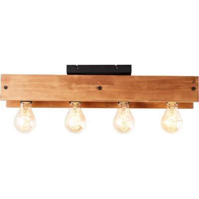 Afbeelding van Brilliant Leuchten Plafondlamp Calandra 60 cm breed, 4 x e27, metaal/hout, zwart/hout (1 stuk)