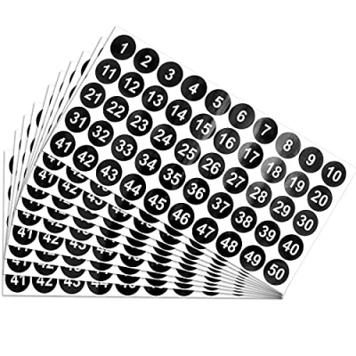 Afbeelding van Mox 10 stuks zwarte nummerstickers 1 50 opeenvolgende nummer vinyl stickers inch ronde zelfklevende nummerlabels voor binnen, buiten, opslag, classificatie, dozen en kluisjes (1 inch)