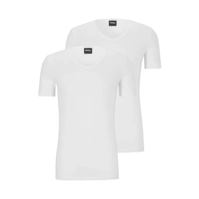 Afbeelding van Hugo Boss t shirt wit katoen modenr fit 2 pack S