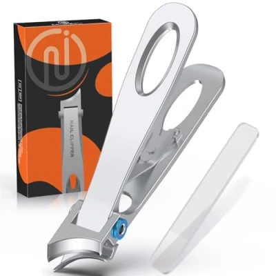 Afbeelding van nagelknipper set voor mannen met vanger, van 2 (nagelknipper + nagelvijl) vingernagel en teennagel, roestvrij staal puinvrije heavy duty, zilver