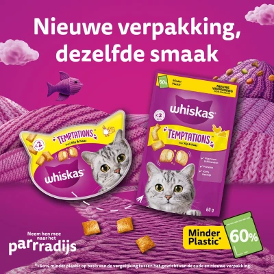 Afbeelding van Whiskas Snack Temptations Kip / Kaas 8X60 GR